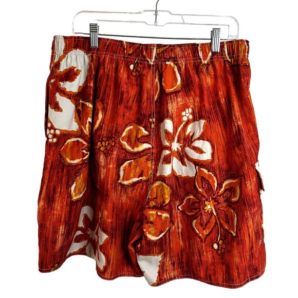 Quiksilver Silver Edition Swim Trunks Mens Size XL Orange Hibiscus Floral - Picture 3 of 5